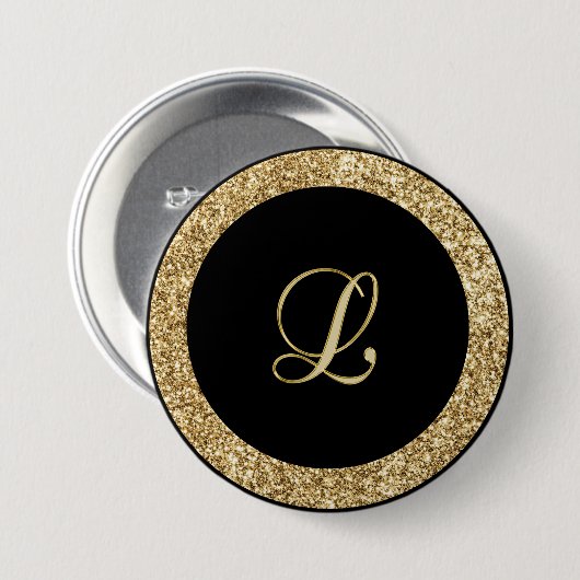 Badge Rond 7,6 Cm Script or Monogram L (Devant & derrière)