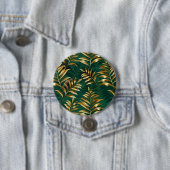 Badge Rond 7,6 Cm Seamless pattern with golden ferns (En situation)
