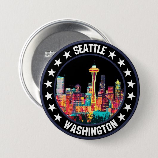 Badge Rond 7,6 Cm Seattle (Devant & derrière)