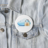 Badge Rond 7,6 Cm Secure Cloud Storage Icon with Padlock (En situation)