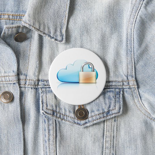 Badge Rond 7,6 Cm Secure Cloud Storage Icon with Padlock
