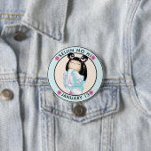 Badge Rond 7,6 Cm Seijin no Hi kokeshi fille papillons (En situation)