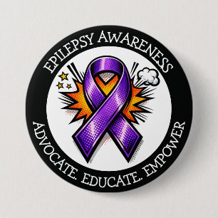 Badge Rond 7,6 Cm Sensibilisation à l'épilepsie   Ruban de sensibili