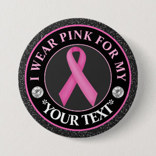 Badge Rond 7,6 Cm Sensibilisation au cancer du sein Je porte du rose