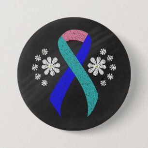 Badge Rond 7,6 Cm Sensibilisation au tableau de bord Turquoise/rose/
