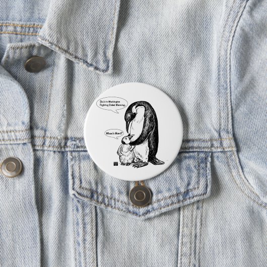 Badge Rond 7,6 Cm Sensibilisation aux pingouins (En situation)
