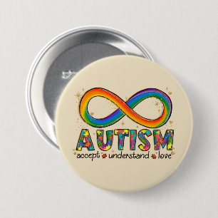 Badge Rond 7,6 Cm Sensibilisation sur l'autisme Accepter, Amour, Com