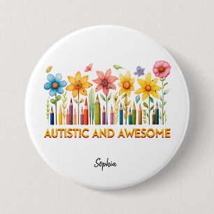 BADGE ROND 7,6 CM SENSIBILISATION SUR L'AUTISME AUTISTIQUE ET INCONT