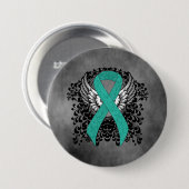Badge Rond 7,6 Cm Sensibilisation turquoise au soutien du carbone (Devant & derrière)