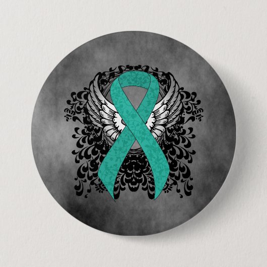 Badge Rond 7,6 Cm Sensibilisation turquoise au soutien du carbone (Devant)