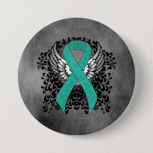 Badge Rond 7,6 Cm Sensibilisation turquoise au soutien du carbone