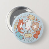 Badge Rond 7,6 Cm Sept minous mignons - emportez ! (Devant & derrière)