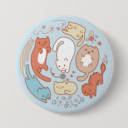 Badge Rond 7,6 Cm Sept minous mignons - emportez ! (Devant)