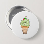 Badge Rond 7,6 Cm Serpent avec cône crème glacée & cerise (Devant & derrière)