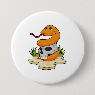 Badge Rond 7,6 Cm Serpent avec crâne