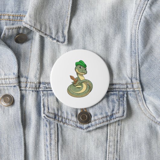 Badge Rond 7,6 Cm Serpent avec épée (En situation)