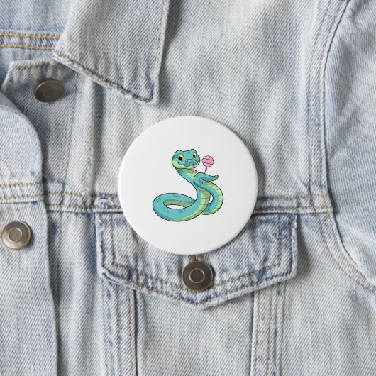 Badge Rond 7,6 Cm Serpent avec Lollipop (En situation)
