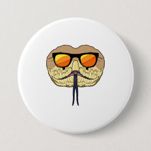 Badge Rond 7,6 Cm Serpent avec lunettes de soleil
