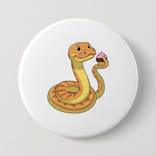 Badge Rond 7,6 Cm Serpent avec muffin (Devant)