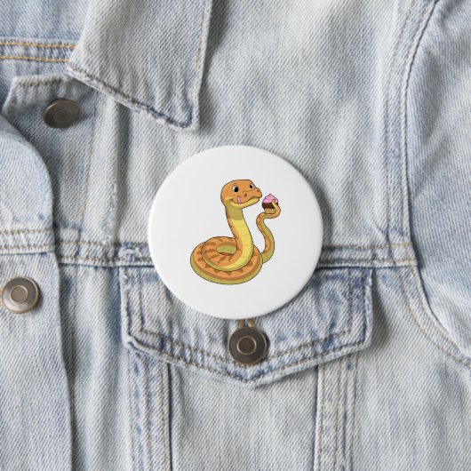 Badge Rond 7,6 Cm Serpent avec muffin (En situation)