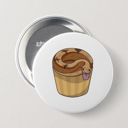 Badge Rond 7,6 Cm Serpent avec muffin (Devant & derrière)