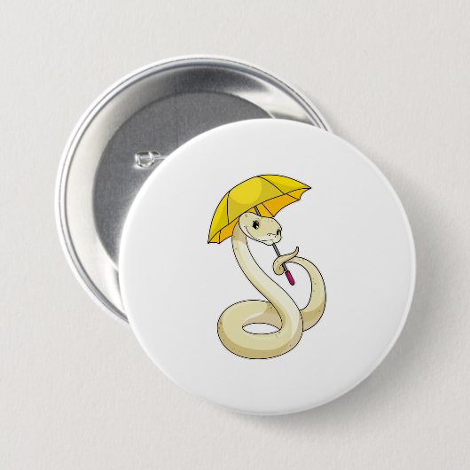 Badge Rond 7,6 Cm Serpent avec parapluie (Devant & derrière)