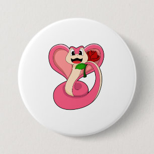 Badge Rond 7,6 Cm Serpent avec Rose