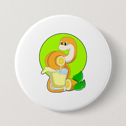 Badge Rond 7,6 Cm Serpent avec verre de jus de citron (Devant)