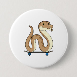 Badge Rond 7,6 Cm Serpent comme patineur avec skateboard