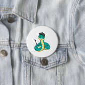 Badge Rond 7,6 Cm Serpent comme peintre avec pinceau (En situation)