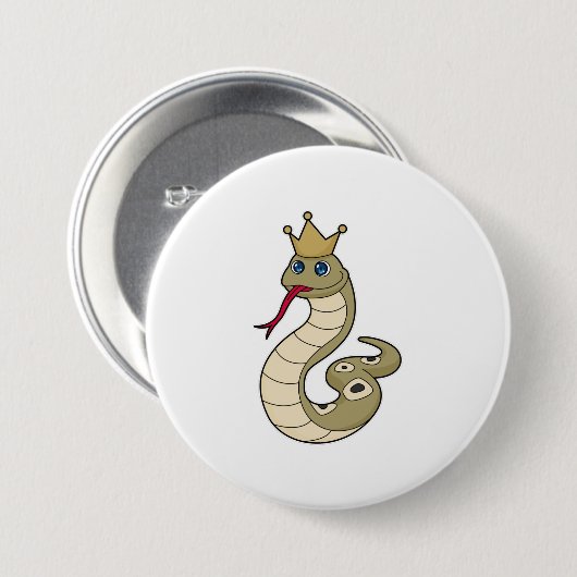 Badge Rond 7,6 Cm Serpent comme roi avec Couronne (Devant & derrière)