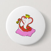 Badge Rond 7,6 Cm Serpent comme roi avec Couronne (Devant)