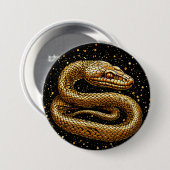 Badge Rond 7,6 Cm Serpent doré (Devant & derrière)