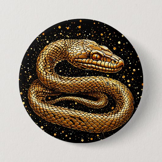 Badge Rond 7,6 Cm Serpent doré (Devant)