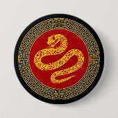 Badge Rond 7,6 Cm Serpent du Nouvel An chinois ornemental (Devant)