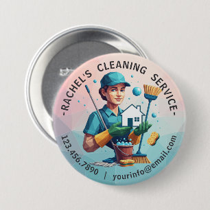 Badge Rond 7,6 Cm Service de nettoyage de maison moderne et de ménag