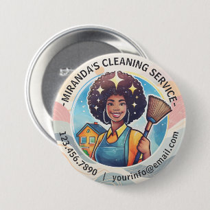 Badge Rond 7,6 Cm Service de nettoyage de maison moderne et de ménag
