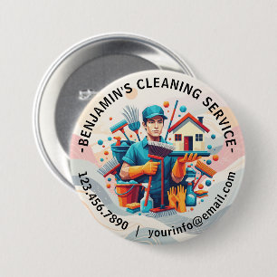 Badge Rond 7,6 Cm Service de nettoyage de maison moderne et de ménag