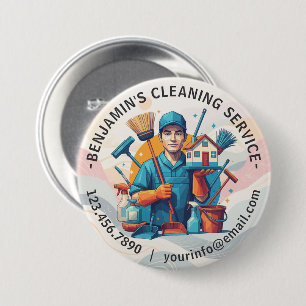 Badge Rond 7,6 Cm Service de nettoyage de maison moderne et ménage