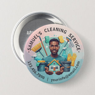 Badge Rond 7,6 Cm Service de nettoyage de maison moderne ménage