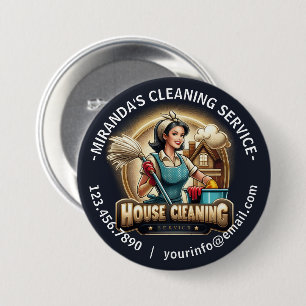 Badge Rond 7,6 Cm Service de nettoyage de maison moderne ménage