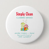 Badge Rond 7,6 Cm Service De Nettoyage Maison Cute Business (Devant)