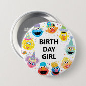Badge Rond 7,6 Cm Sesame Street Confetti Anniversaire Fille (Devant & derrière)