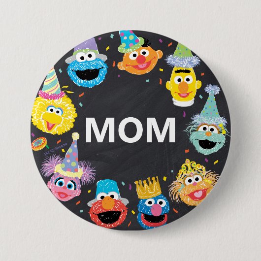 Badge Rond 7,6 Cm Sesame Street Confetti Anniversaire Maman de l'enf (Devant)