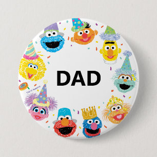 Badge Rond 7,6 Cm Sesame Street Confetti Anniversaire Père de l'enfa