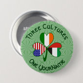 Badge Rond 7,6 Cm Shamrock des drapeaux irlandais américains des Émi (Devant & derrière)