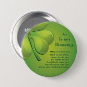 Badge Rond 7,6 Cm Shamrock vert d'Irlande Blessings (Devant & derrière)