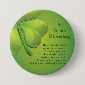Badge Rond 7,6 Cm Shamrock vert d'Irlande Blessings (Devant)