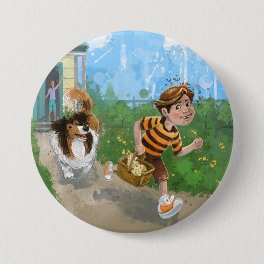 Badge Rond 7,6 Cm Sheldon et Davie Adventure (Devant)