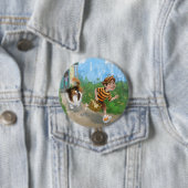 Badge Rond 7,6 Cm Sheldon et Davie Aventure (En situation)